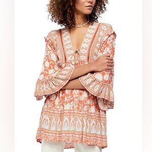 Free People | Moonlight Dance tunic blouse Women’s size M ruffle babydoll Boho